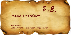 Pethő Erzsébet névjegykártya
